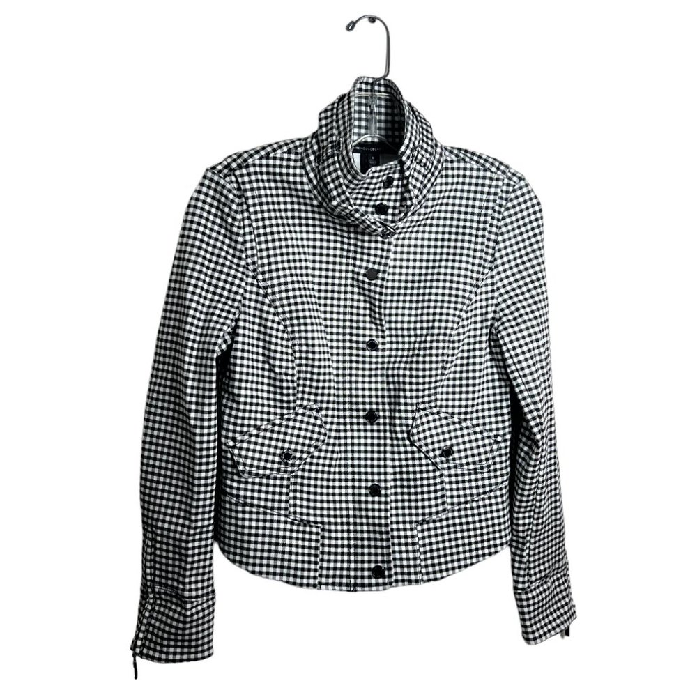 NWT White House Black Market Black & White Gingham Military-Inspired Jacket Sz 0